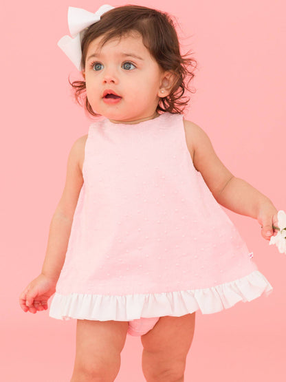 Baby Girls Pink & White Top & Bloomer Set