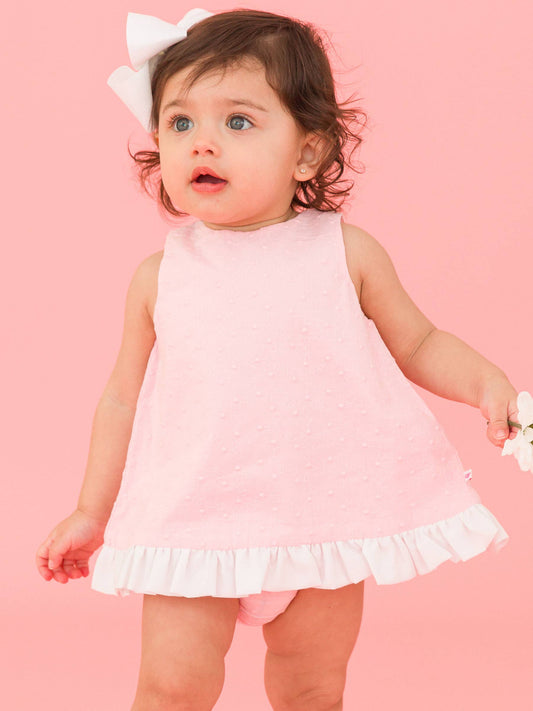 Baby Girls Pink & White Top & Bloomer Set