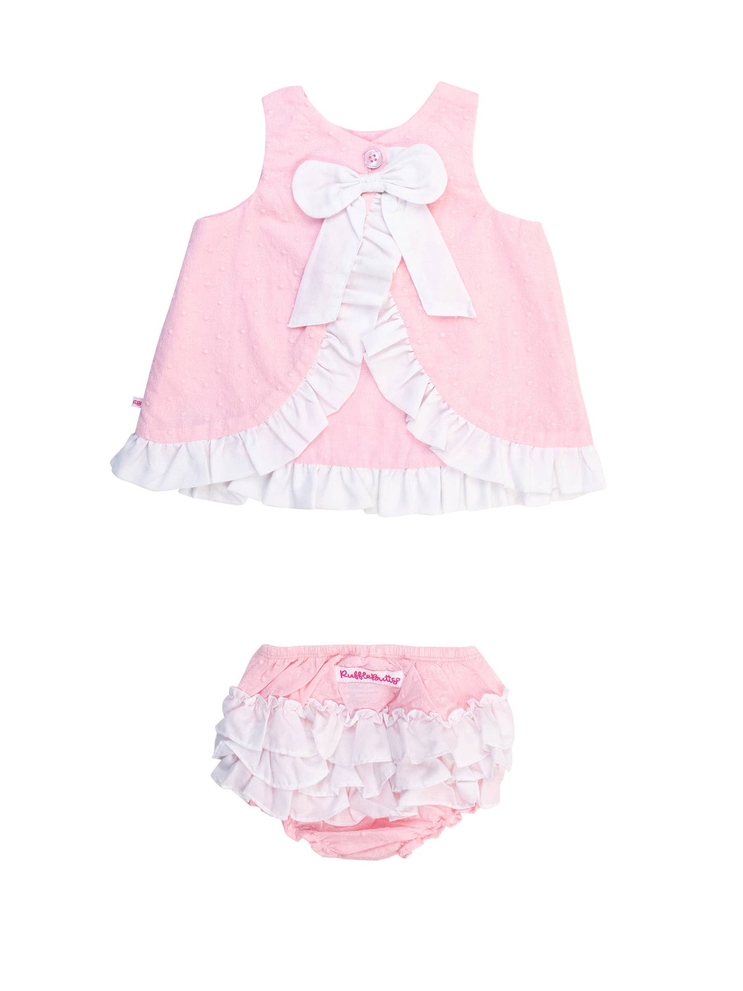 Baby Girls Pink & White Top & Bloomer Set