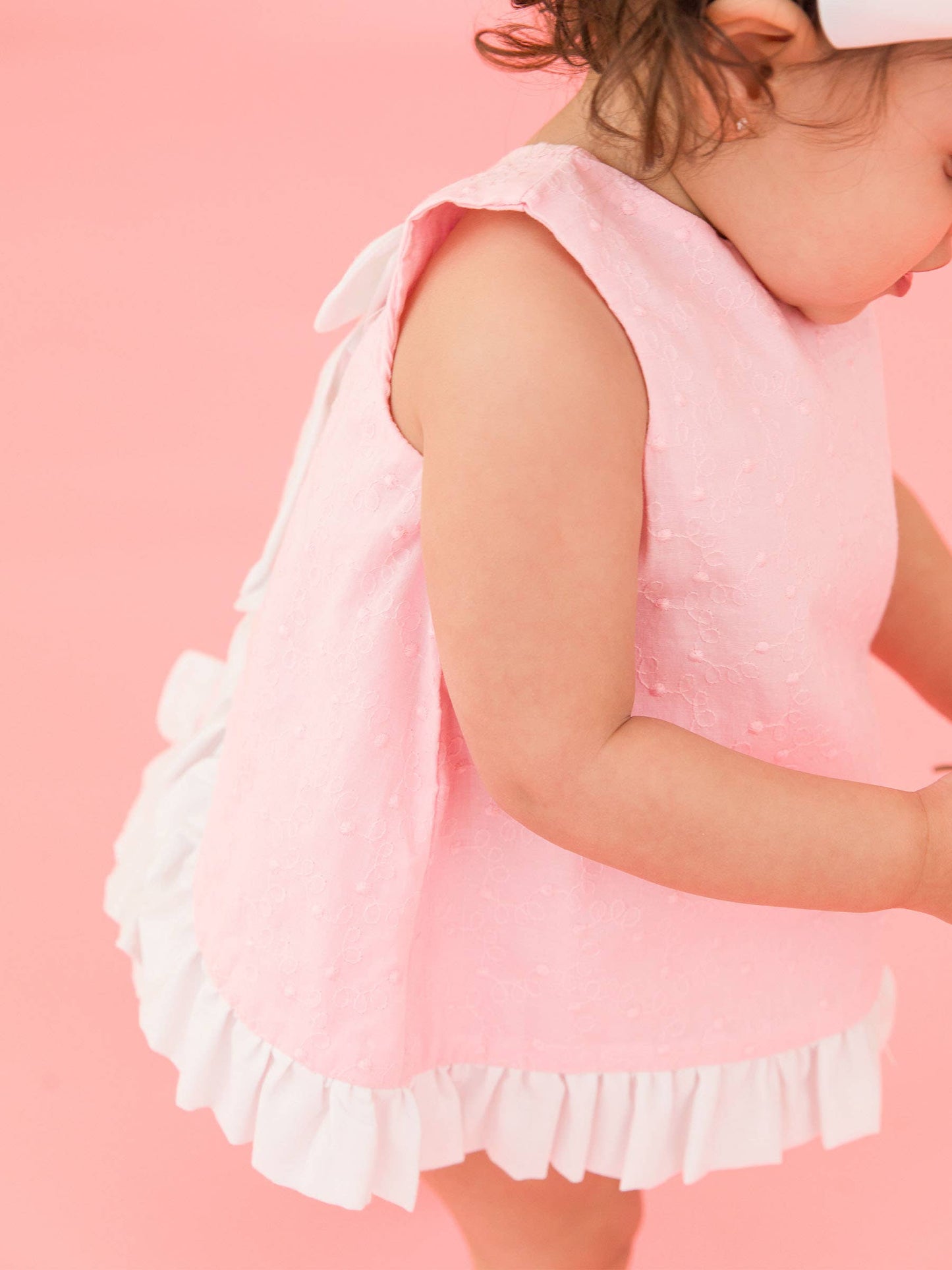 Baby Girls Pink & White Top & Bloomer Set