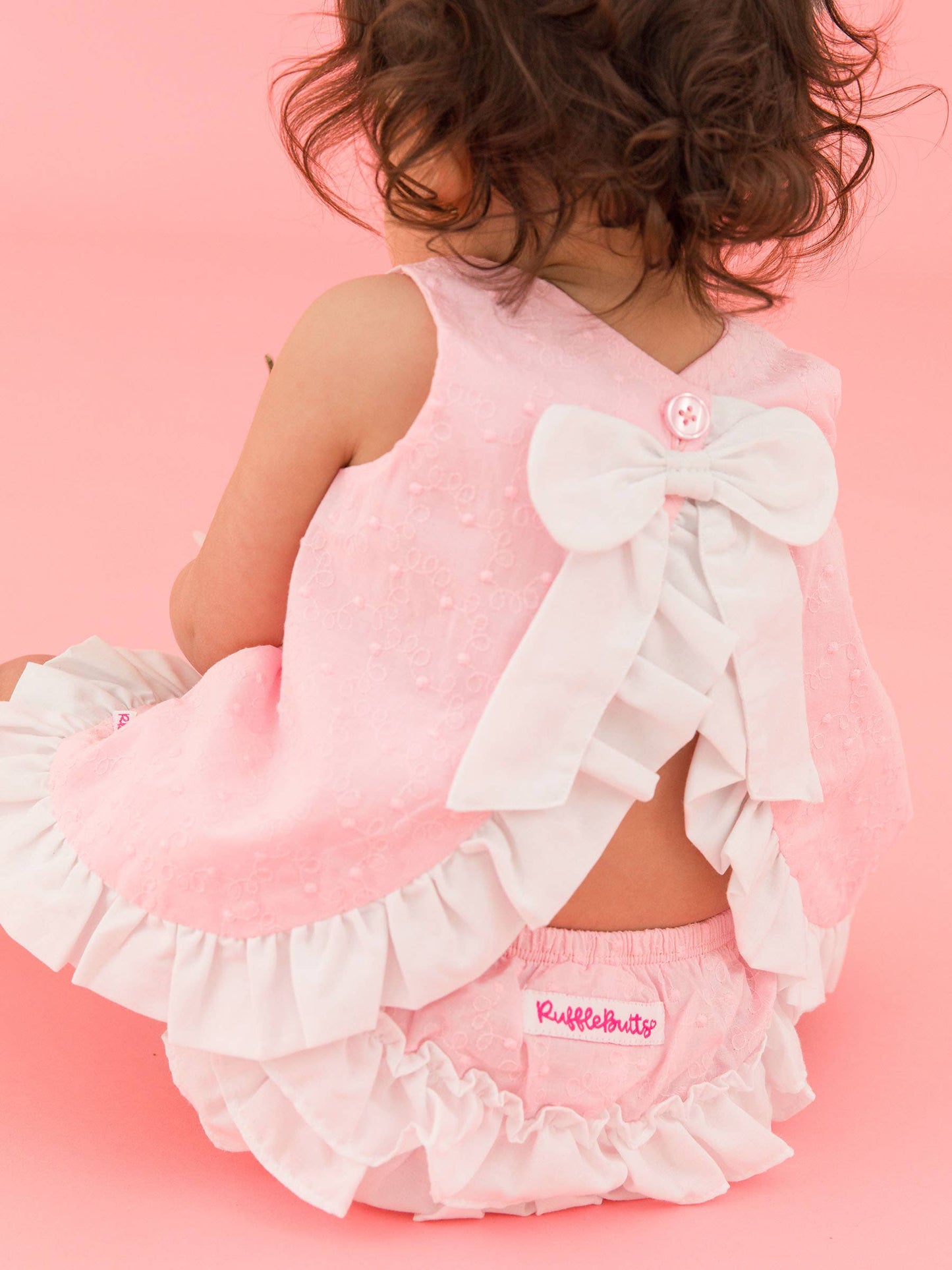 Baby Girls Pink & White Top & Bloomer Set