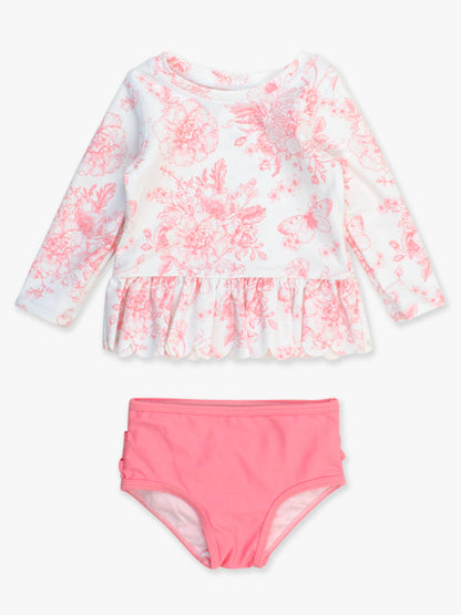 Girls Ruffle Butt Rash Guard Bathing Suit