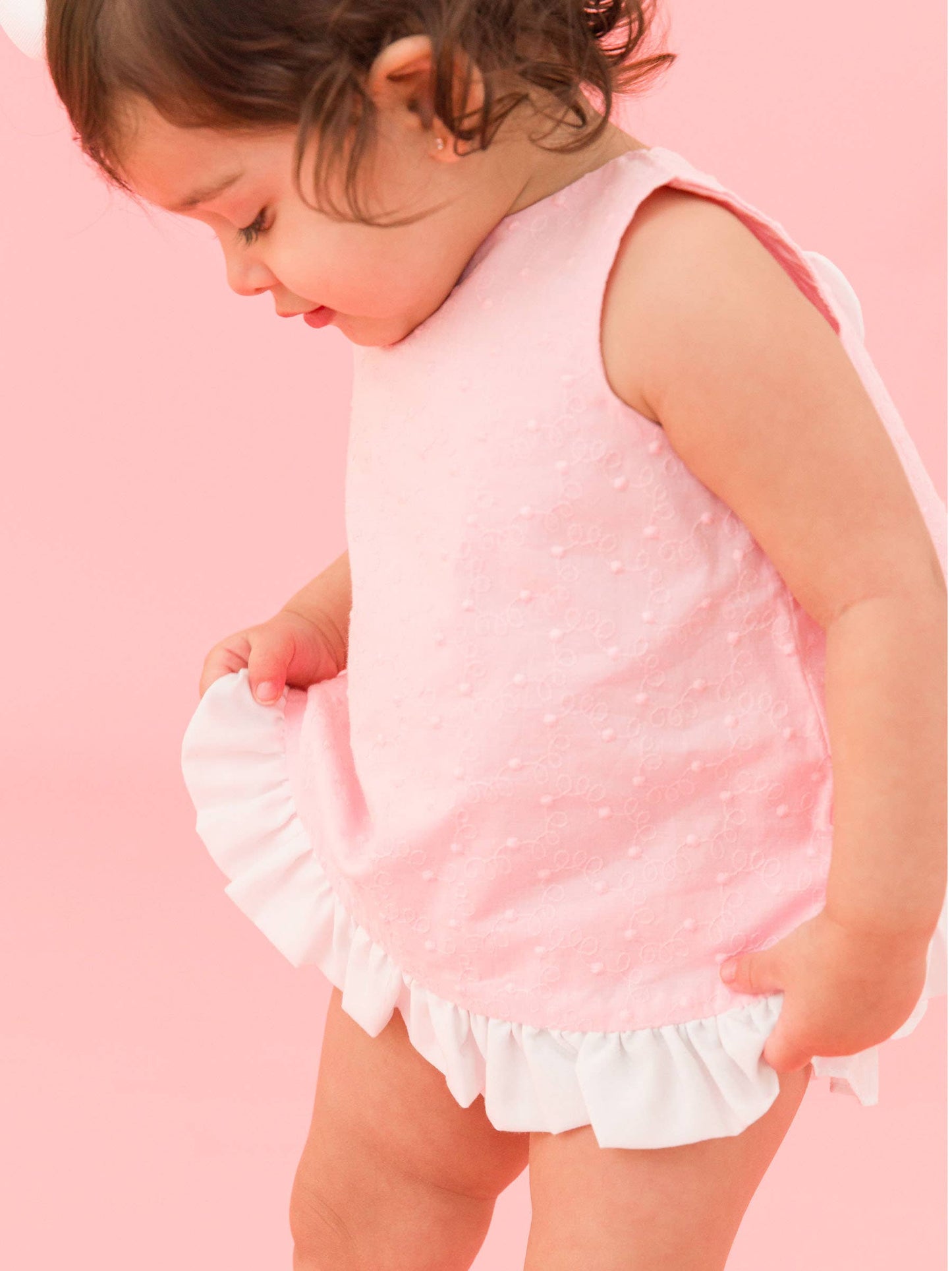 Baby Girls Pink & White Top & Bloomer Set