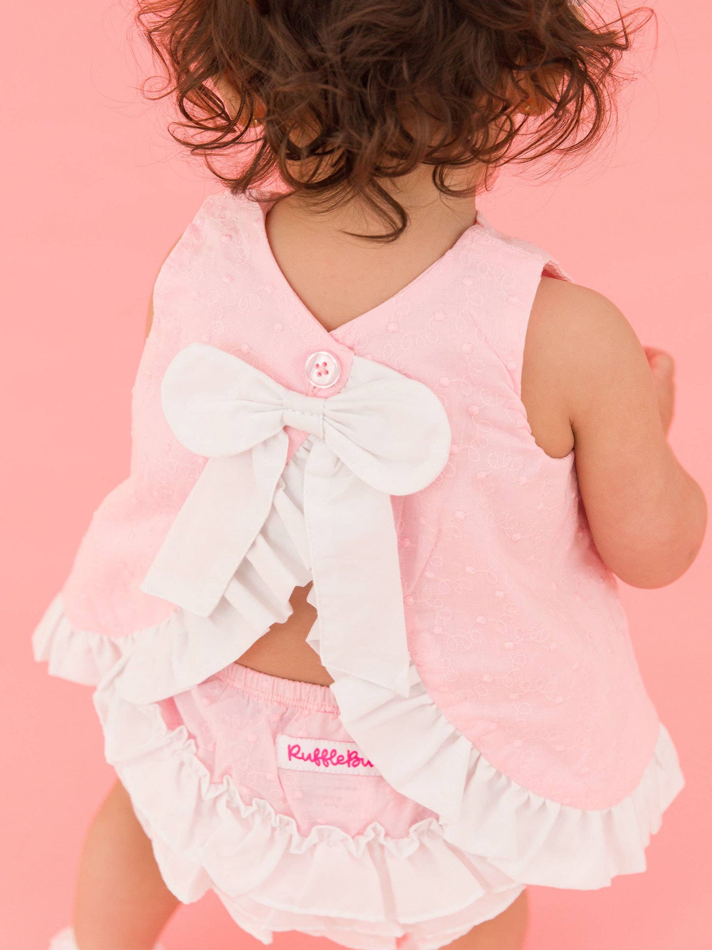 Baby Girls Pink & White Top & Bloomer Set