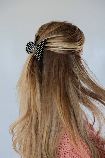 Black and White Polka Dot Claw Clip