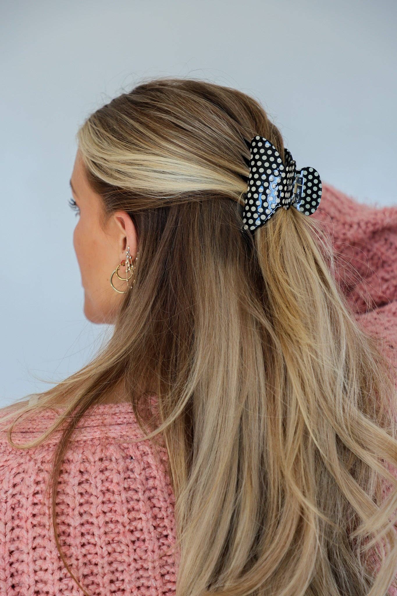 Black and White Polka Dot Claw Clip