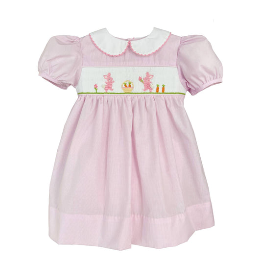 Girls Smocked Easter Bunny Dress